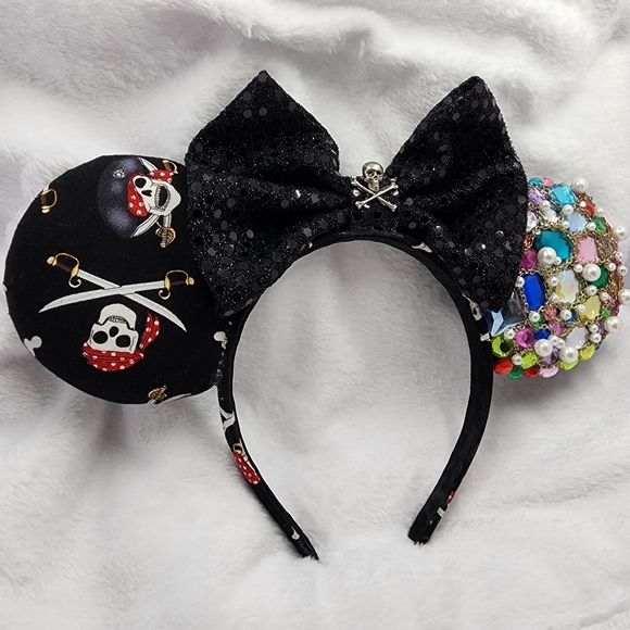 Disney PIRATE Minnie Mouse EARS w/Rhinestones & Faux Pearls • Adult • Clean - Picture 6 of 9